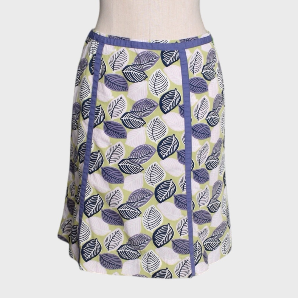 Boden Cotton‎ Leaf Print A-Line Skirt
